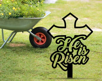 He is Risen Cross Yard Sign - Etsy