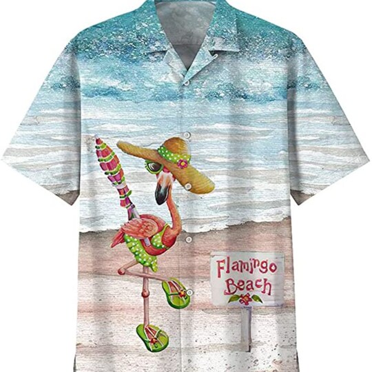 Bikini Flamingo Hawaiian Shirt