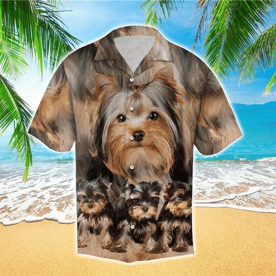 Yorkshire Terrier Brown Nice Design Unisex Hawaiian Shirt