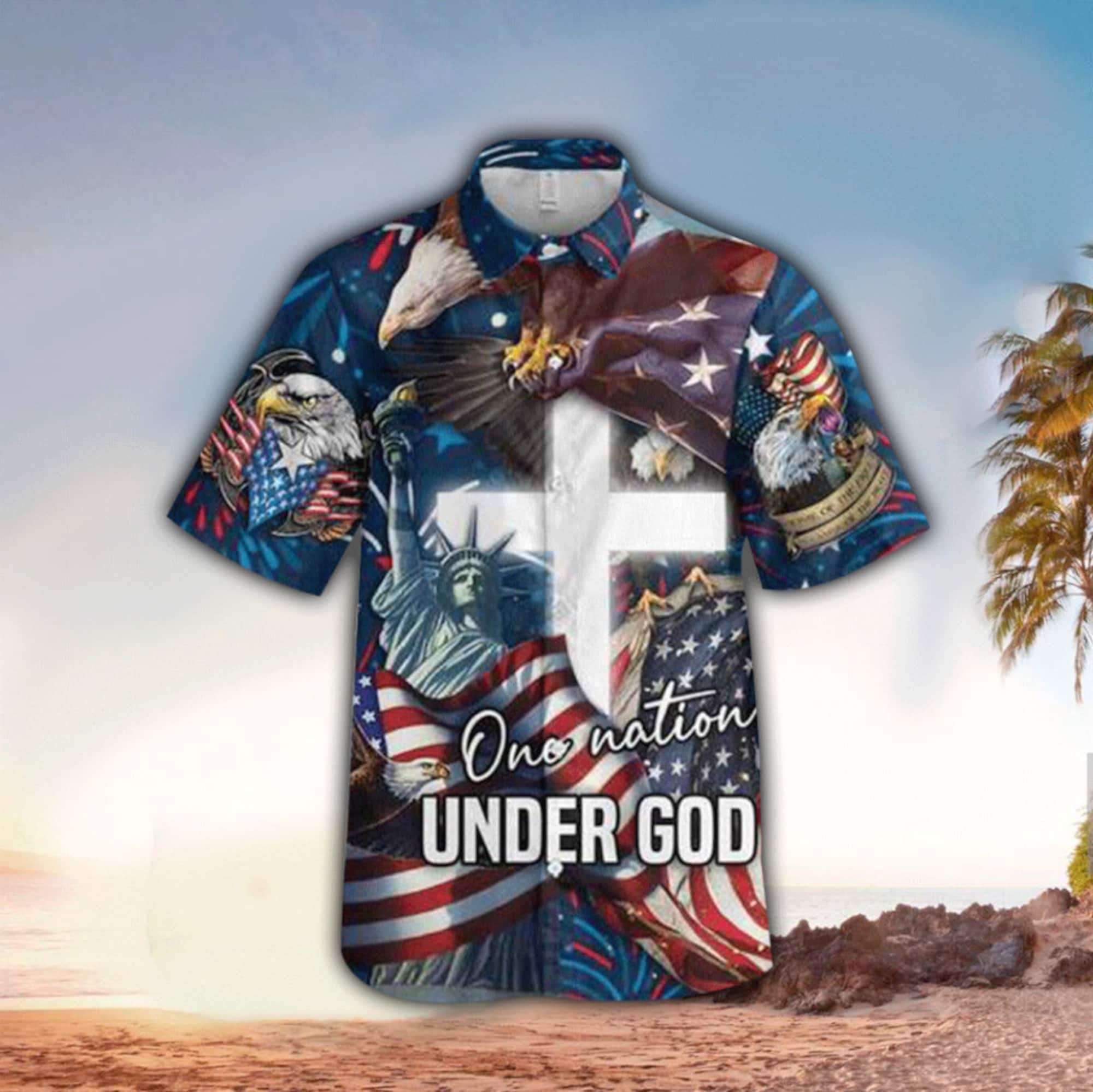 Discover Jesus One Nation Under God Cross Hawaiian Shirt