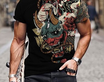 Oni Mask Tattoo T Shirts 3d All Over Printed Zip Hoodie Etsy