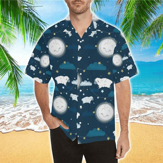 Sheep Playing Could Moon Pattern Hawaiian Shirt
