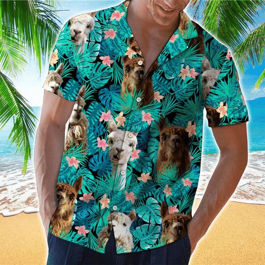 Llama Tropical Pattern Hawaiian Shirt