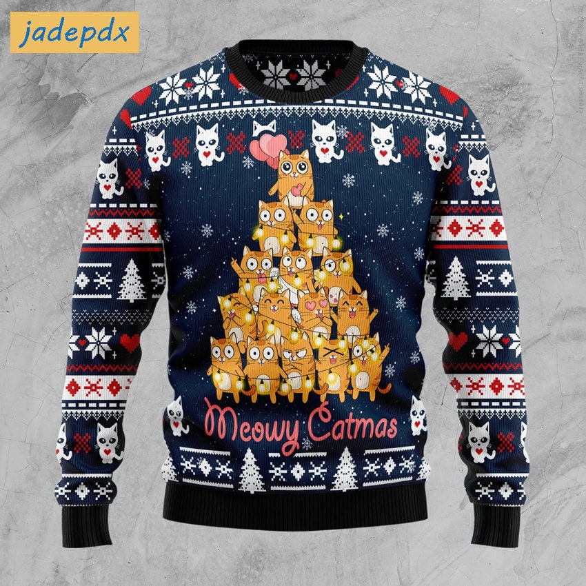 Discover Meowy Catmas Christmas Tree Ugly Sweater