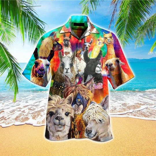 Colorful Llamas Hawaiian Shirt