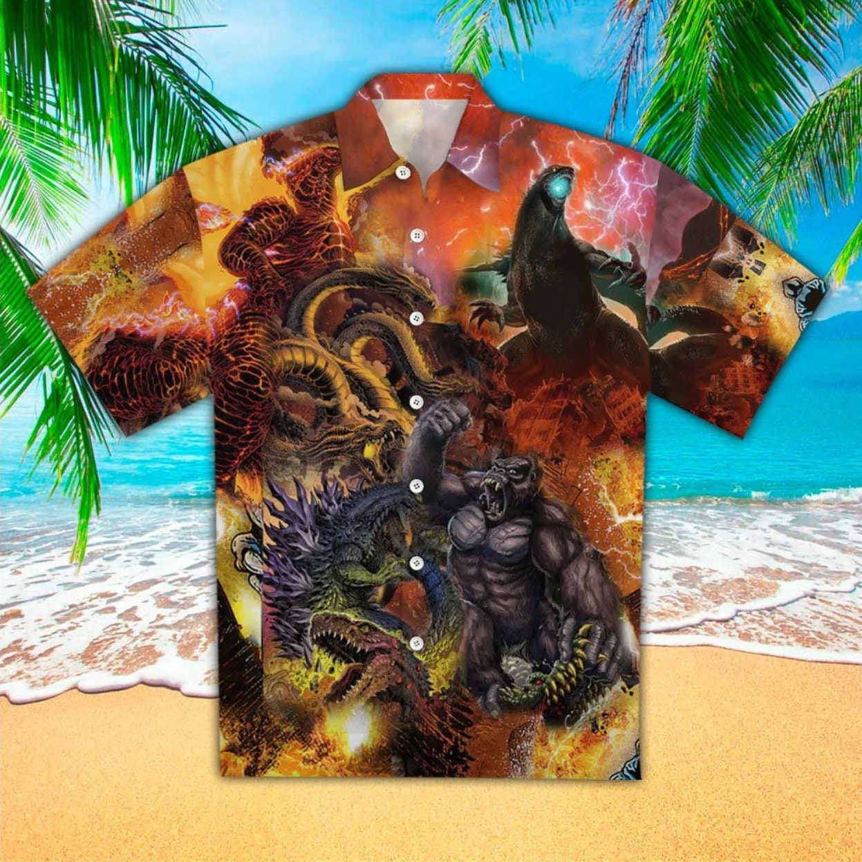 Discover Godzilla Aloha Hawaiian Shirt