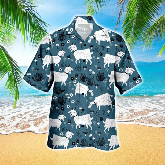 Floral Mushroom Goat Hawaiian Shirt