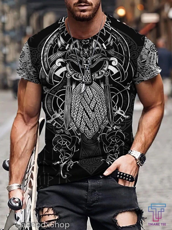 Vikings Odin Tattoo Style 3d All Over Printed Zip Hoodie Etsy Denmark