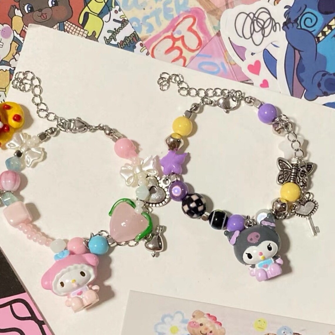 Y2k Sanrio Hellokitty Kuromi Kawaii Y2k Vintage Jewelry Beaded | Etsy