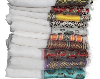 Traditional Ethiopian Netela Scarf: Woven Trim, Various Sizes.