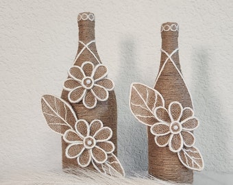 Handmade jute rope bottle
