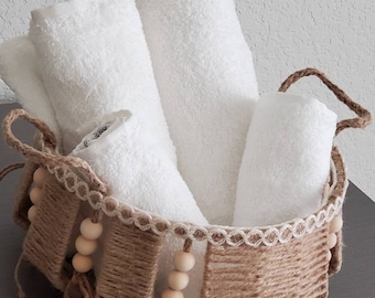 Handmade decorative jute home decor rounded basket