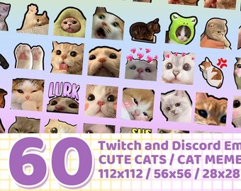 Cat Emotes | Kawaii Cats Memes Bundle | Funny Cats Emotes for Twitch, YouTube, Discord