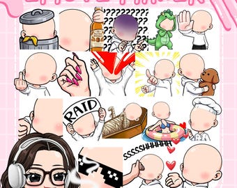 85 Chibi Anime Emotes Kit with Hair, Eyes, Accessories, DIY Twitch, Kick, Emotes Bundle