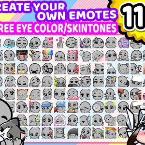 DIY Emote Base Bundle 115 Emotes Template Human Chibi Procreate Brush, Stamp Bases for Twitch, Discord, Youtube image 1