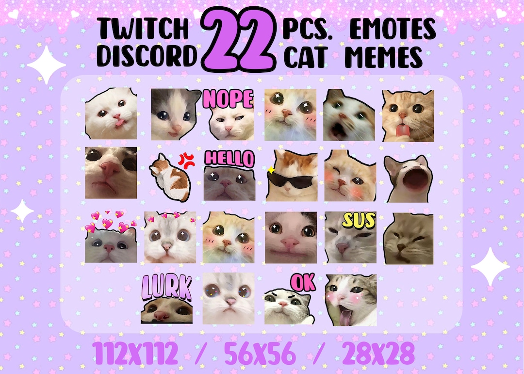 Discord Cat Emote / Emote Set Set of 3 Discord Emojis / Funny