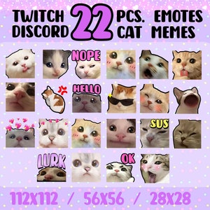 Twitch Emotes - Funny Cats, Cat Memes, Kawaii Cat Memes, Twich Discord Emote Pack/Bundle