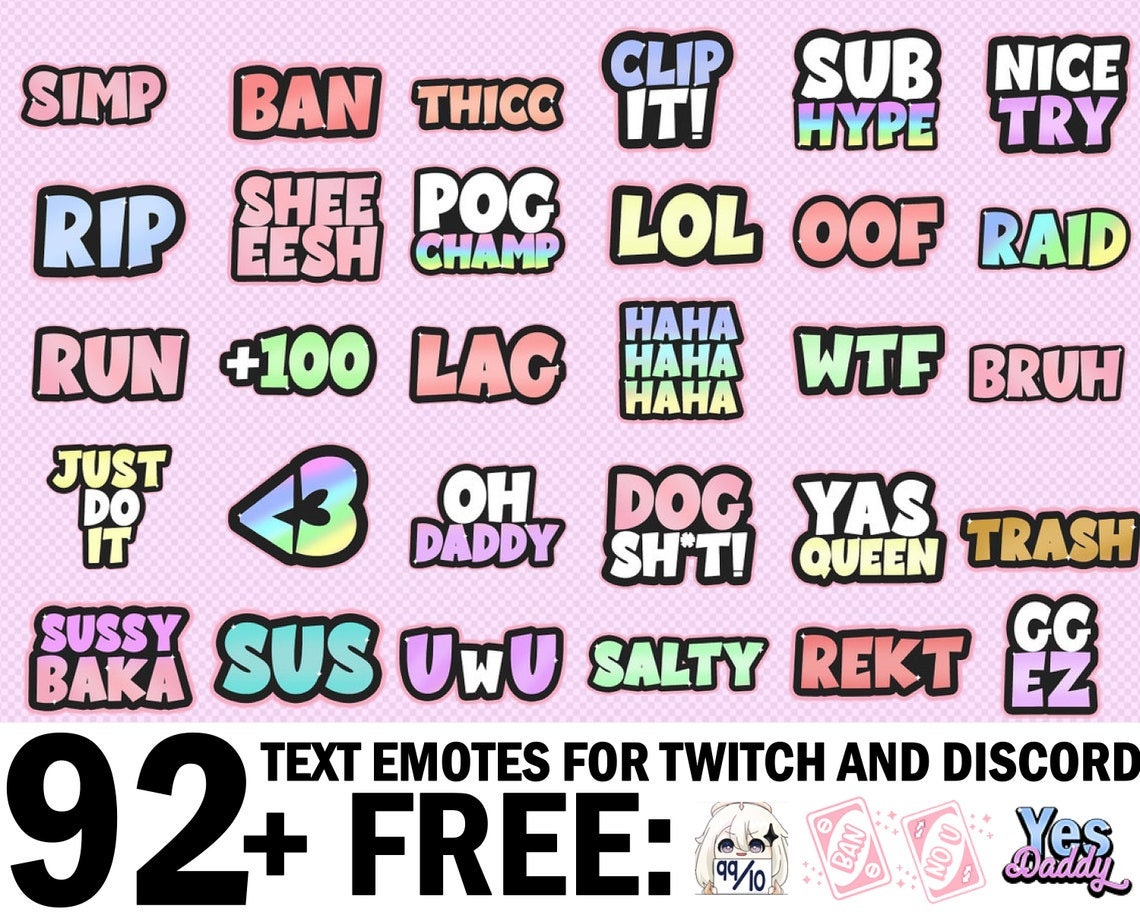 Twitch Text Emotes and Discord Emotes Bundle/pack/set -