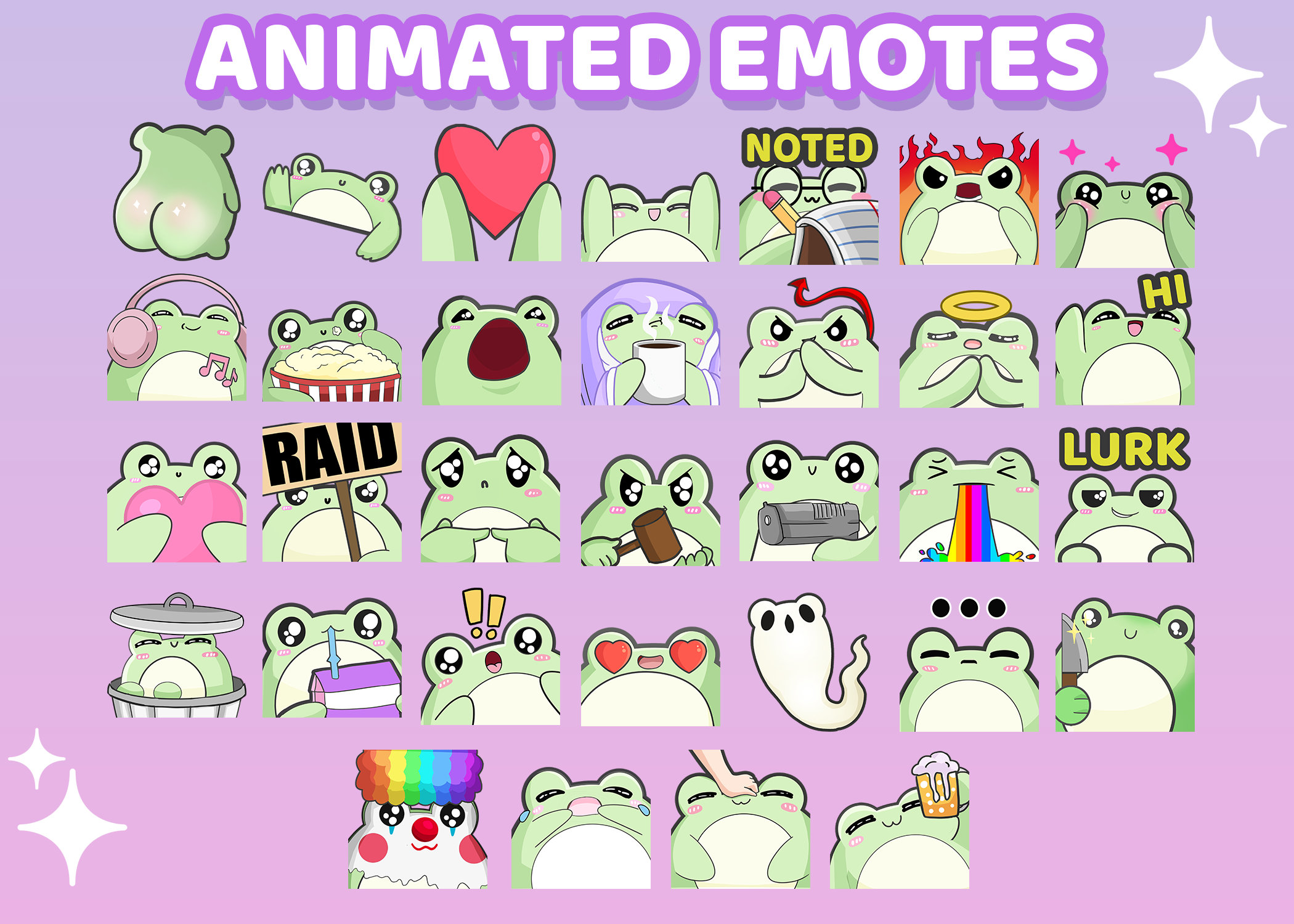 Non-animated ANIMATED Frogs Pcs. Emotes Set Twitch - Etsy