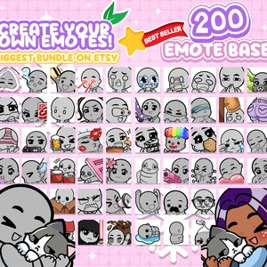 200 MEGA Emote Templates | DIY Poses Twitch and Discord Bases | Human Chibi Procreate Brushes