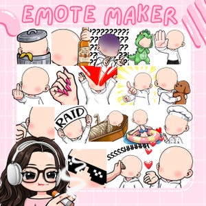 DIY Emote Basisbundel | 85 Emote Sjabloonen Mens Chibi | Procreate Penseel, Stempel | Basissen voor Twitch, Discord, YouTube