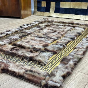 Brown Sheepskin Rug, Brown-Gold Sheepskin Fur Rug, Giant Sheepskin, Fluffy Area Rugs, Soft Area Rug, Rugs for Living Room, New Home Gift