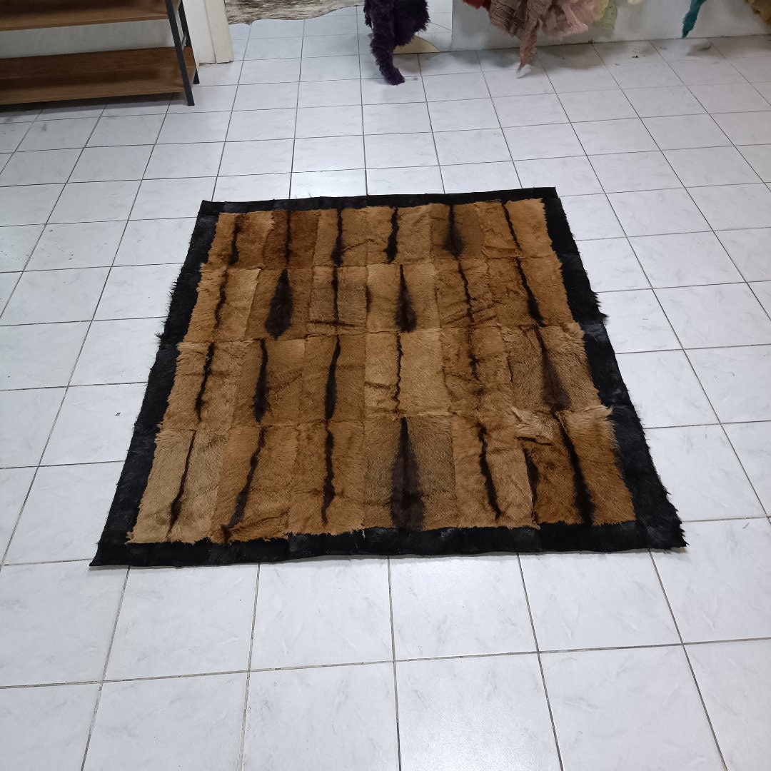 Patchwork Goatskin Area Rug, Handmade 100 Genuine Goatskin Rug, Goatskin Rug Fur for Living