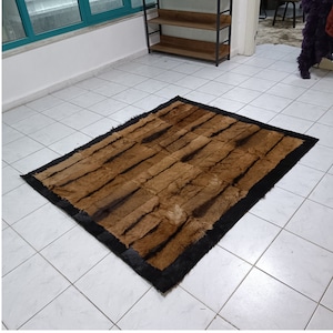 Handmade Patchwork Goatskin Rug: Genuine Fur Area Rug