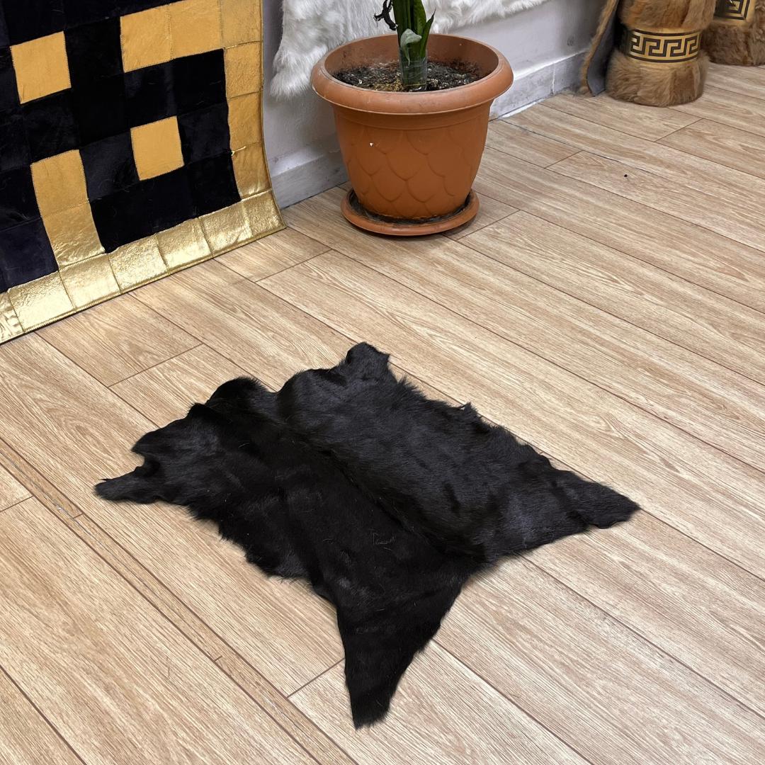 Tapis En Peau De Chèvre Naturelle – Marron Et Noir – Rustique Et Authentique – Fabriqué Au Pakistan