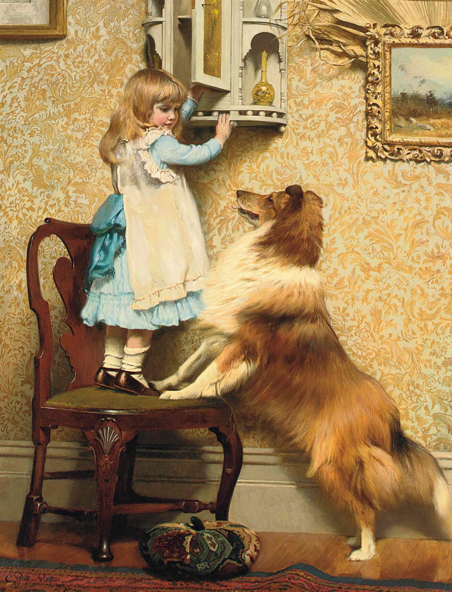 Collie Dog Art Print: Girl and Dog Painting (digital Download) - Etsy
