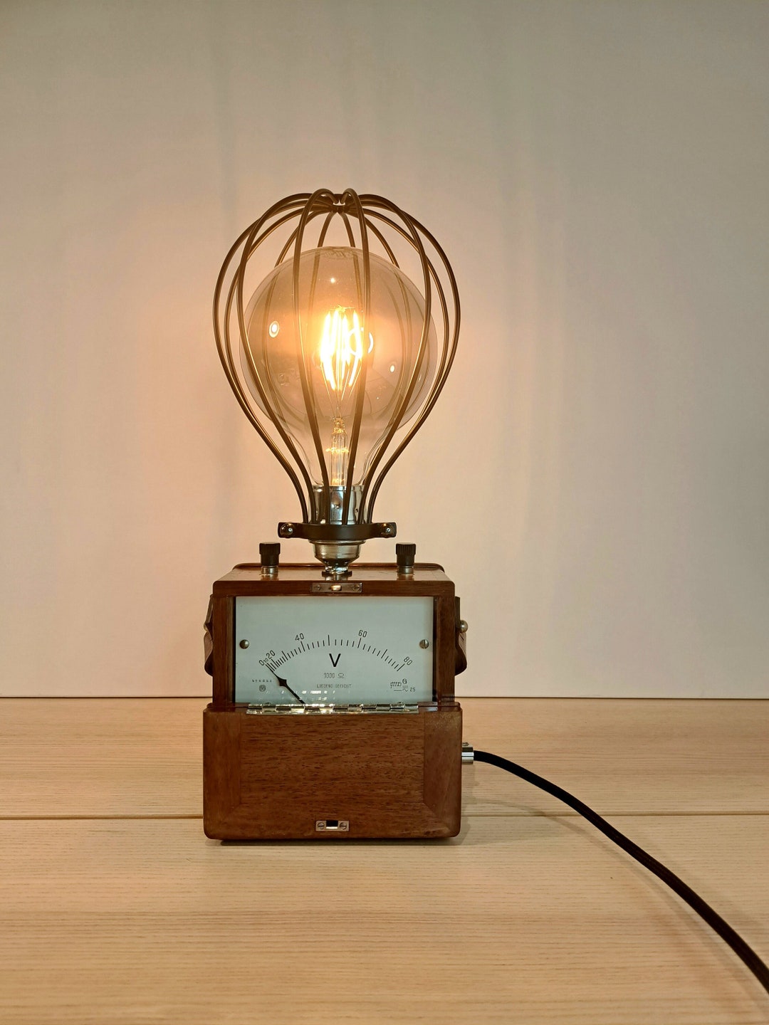 Vintage Lamp Volt Meter Upcycling Table Lamp Made From Old Etsy UK