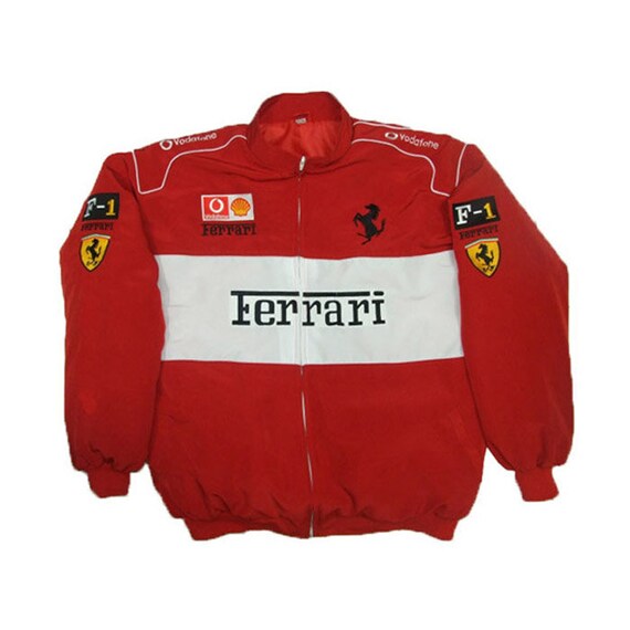 Ferrari Racing Jacket Red and White Racing Jacket NASCAR - Etsy