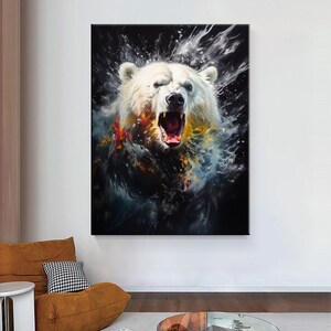 Colorful Pop Art White Bear Canvas Print Graffiti Luxury Canvas Print Wall Art Home Canvas Decoration Living Room Interior Decor