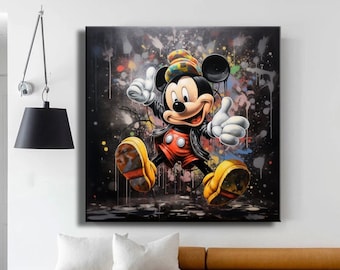 Children Canvas Print Wall Art Mickey Mouse Pop Art Cartoon Graffiti  Home Decor Canvas Picture Luxury Decor Colorful Room canvas poster