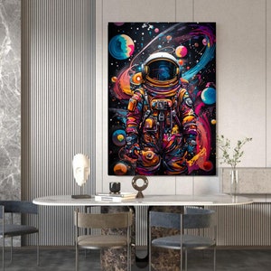 Stampa su tela colorata Pop Art Astronauta Galassia Graffiti Stampa su tela di lusso Arte murale Decorazione su tela per la casa Decorazione per interni del soggiorno