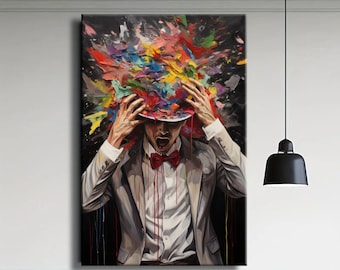 Modern Pop Art Canvas Print, Urban Graffiti Street Art Wall Decor, Colorful Living Room Statement Art