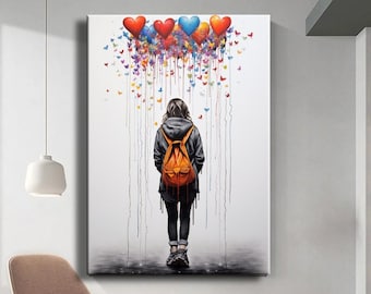 Impressão em tela de arte pop com grafite, decoração de parede colorida de arte urbana para sala de estar, obra de arte moderna da cultura pop.