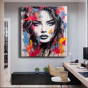 Leinwanddruck Kunst Schöne Frau Pop Art Wandkunst Malerei Wohnkultur Zimmer Coole Graffiti Kunst Wohnzimmer Druck Innendekoration