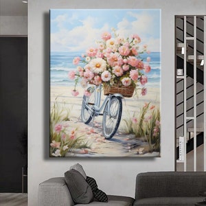Leinwanddruck Abstrakt Fahrrad am Strand Leinwand Malerei Wand Kunst Leinwand Bild Dekoration Innendekor Traditionelle Landschaften