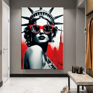 Große Leinwand Wand Kunst Freiheitsstatue Amerika Frau Graffiti Pop Art Leinwand Druck Wandkunst Haus Dekoration Innendekor Pop Art