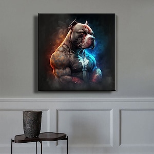 Pop Art Pit Bull Hund LOVE Graffiti Leinwand Druck Wand Kunst Malerei Wohnkultur Leinwandbild Luxus Dekoration Bunt Coole Leinwand