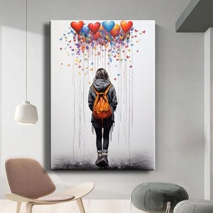 Canvasafdruk graffiti popart - stedelijke straatkunst, gewaagd muurdecor, modern graffitischilderij, kleurrijke woonkamerkunst, woondecoratie popcultuur