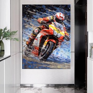 Racing Motorrad Ölgemälde Pop Art Leinwand Druck Graffiti Kunst Luxus Dekoration Wohnzimmer Dekor