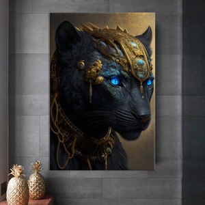 Black Panther Luxury Gold Luxury Black Cat futuristic 3D Painting Canvas Print Wall Art Painting Home Decor Canvas Paint Picture Decoration