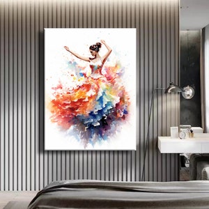 Bunte Pop Art Tänzerin Kleid Leinwand Druck Graffiti Luxus Leinwand Druck Wand Kunst Home Leinwand Bild Dekoration Wohnzimmer Interior Decor