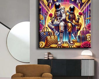 Astronaut Pop Art Canvas Print: Graffiti Angel Home Decor
