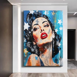 Decorazione per la casa Stampa graffiti su tela Arte murale, Arte murale su tela, Moderna tela graffiti, Decorazione soggiorno, Cornice fai da te Cool Pop Street Print