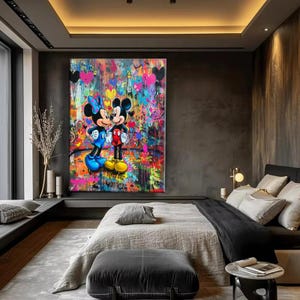 Graffiti Cartoon Characters Canvas Wall Art – Romantic Pop Art Print, Urban Street Art, Colorful Drip Painting, Love Luxury Couple Decor