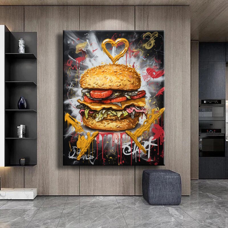 Hamburger Graffiti Pop Art Food Art Graffiti Colorful Abstract Pop Art ...