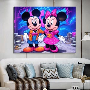 Luxury Mouse  Cartoon Pop Art Canvas – Designer Street Graffiti, Vibrant Urban Cartoon Wall Decor, Trendy Fashion-Inspired Artwork Kids Art